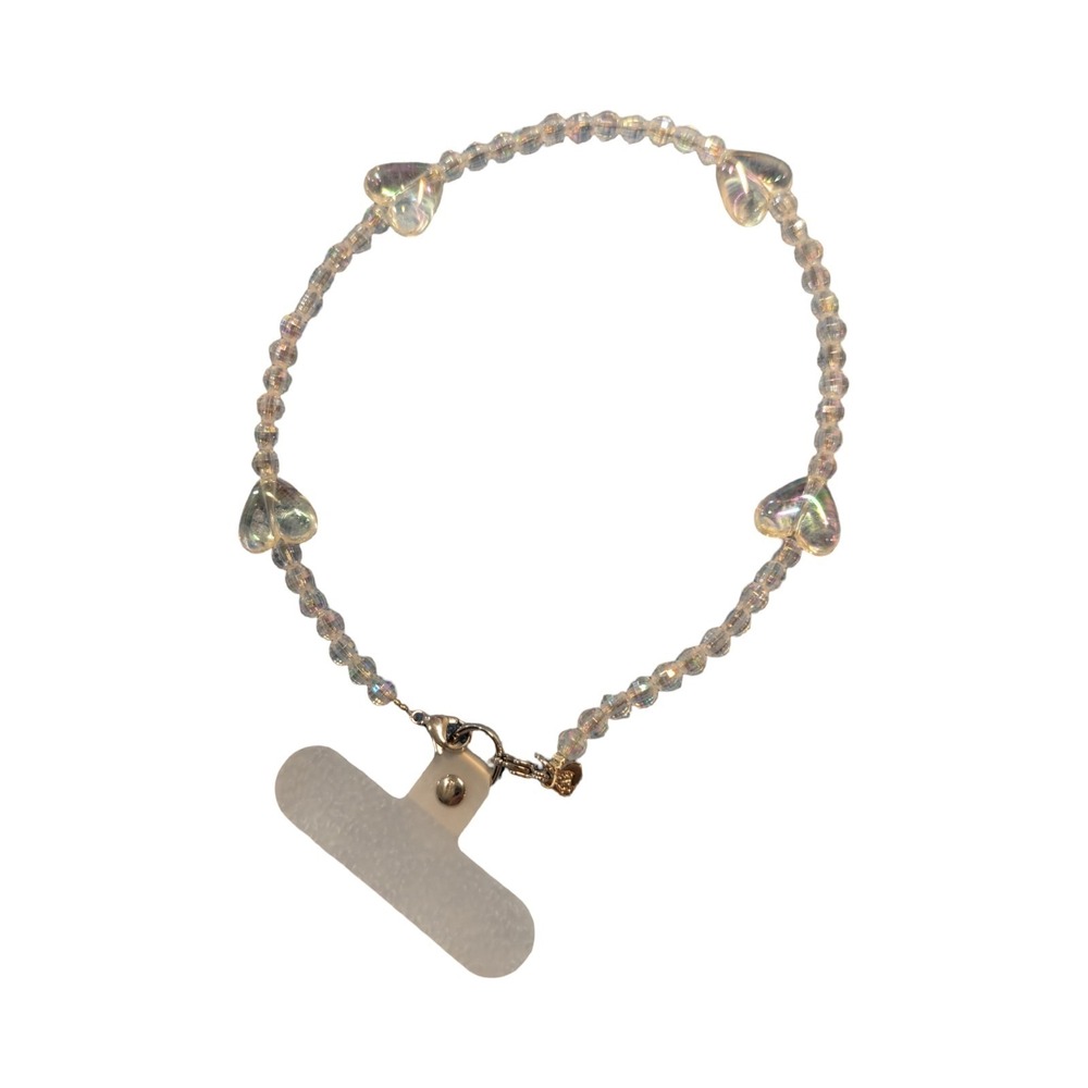 15-P‎ VELVET CAVIAR - Phone Charm Wristlet - Iridescent Heart ⬇️